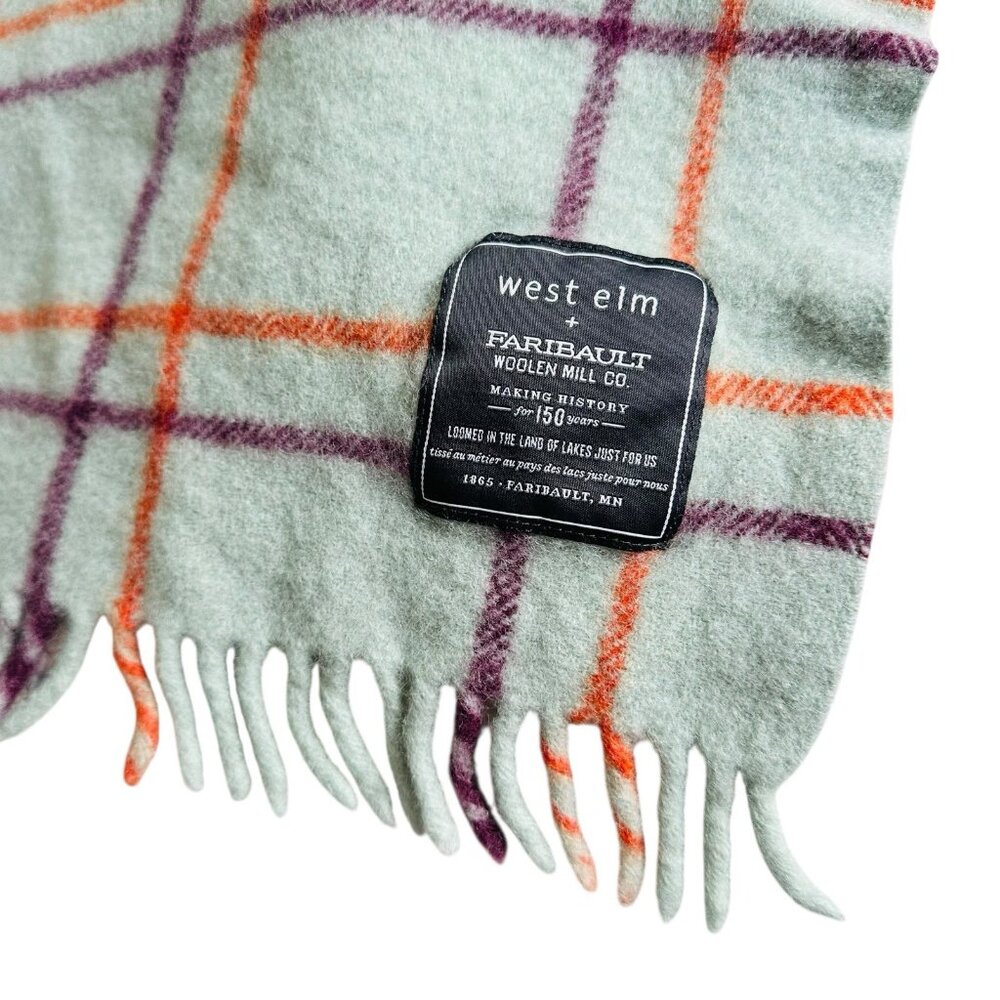 Faribault Woolen Mills + West Elm blanket throw 44”x 55” made in the USA Mint - Picture 3 of 8